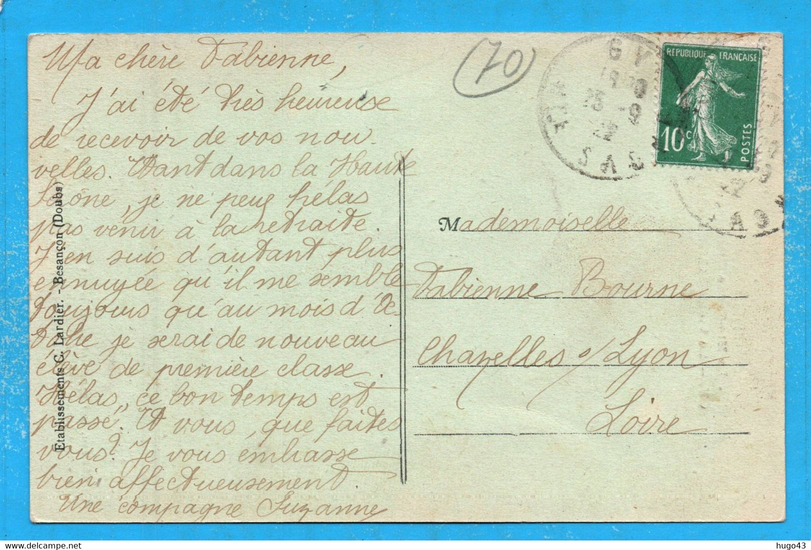 (RECTO / VERSO) GY EN 1922 - LE VIEUX CHATEAU COTE EST - BEAU CACHET - CPA - Gy