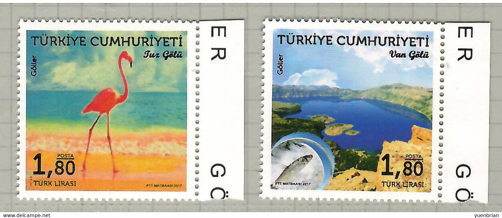 Cyprus (Turkish) 2017, Bird, Birds, Flamingo, Set Of 2v , MNH** - Flamingo