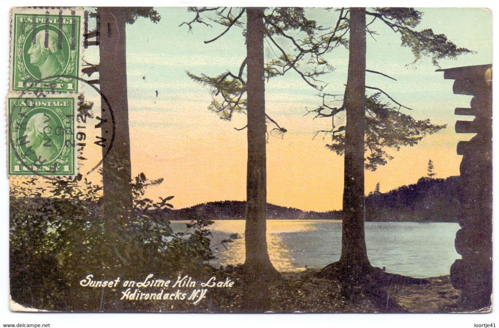 USA - Sunset On Lime Kiln Lake - Adirondacks - NY - 1912 - Adirondack