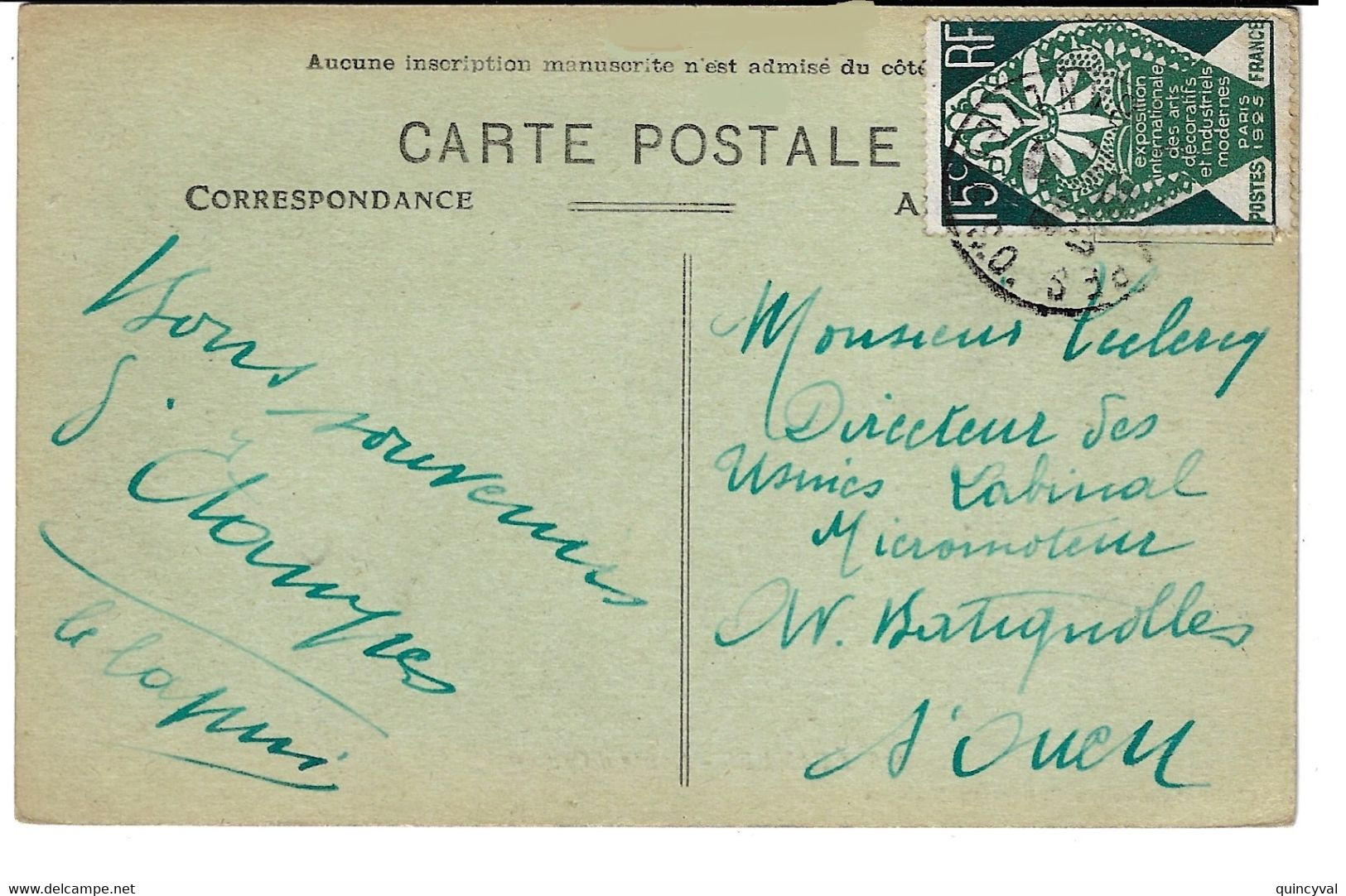 ETAMPES BANLIEUE S.O. Seine Et Oise 15c Arts Décoratifs Yv 211 Carte Postale Ob 1926 - Cartas & Documentos