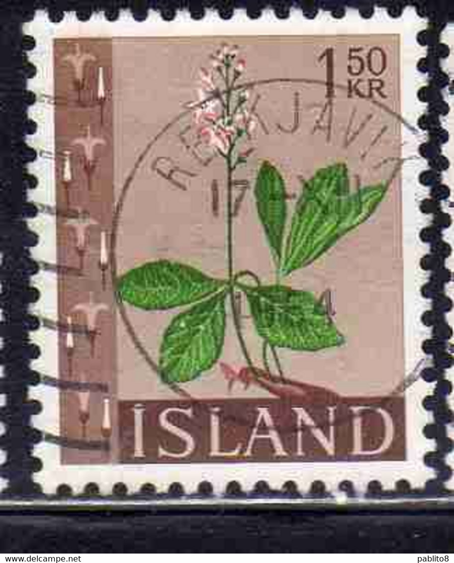 ISLANDA ICELAND ISLANDE ISLAND 1960 1962 FLORA FLOWERS IN NATURAL COLORS 1.50a USED USATO OBLITERE' - Oblitérés