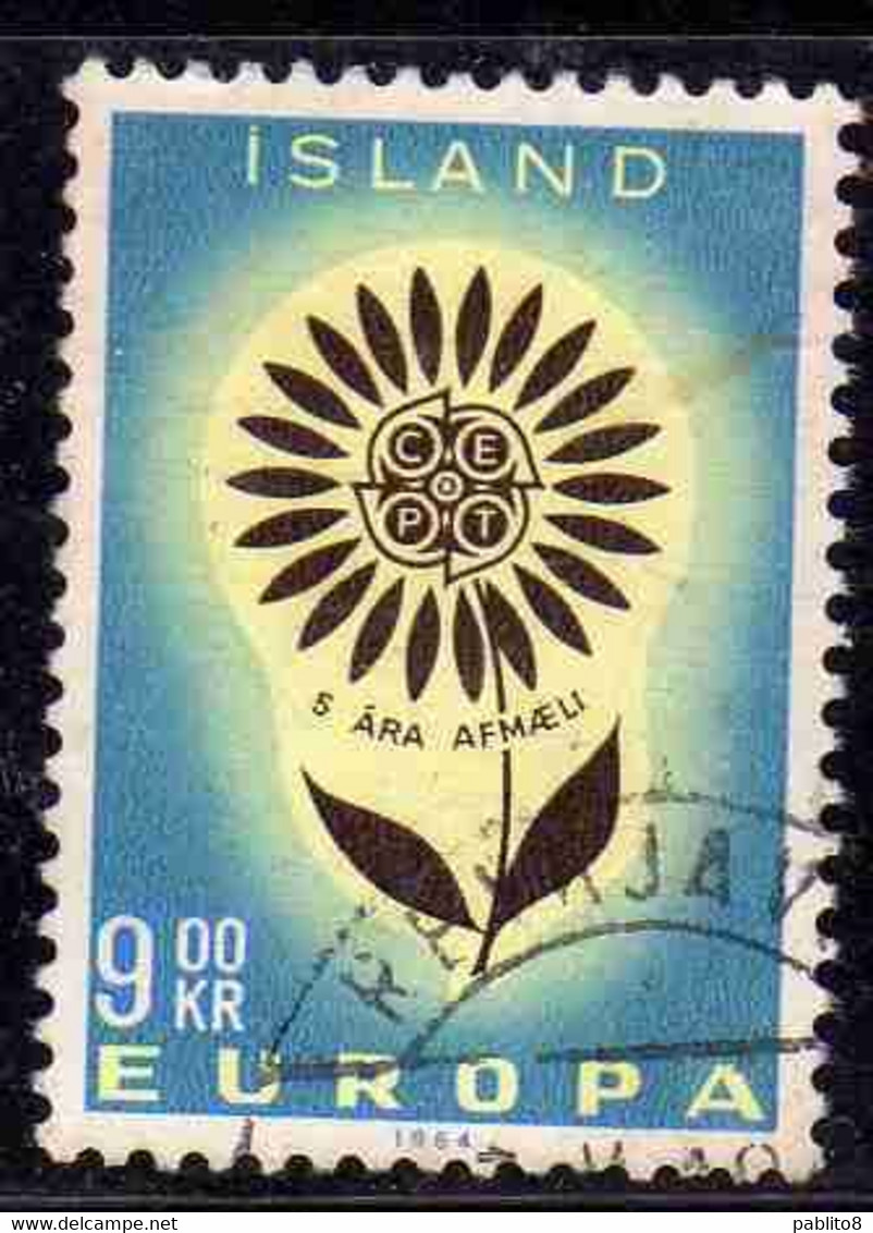 ISLANDA ICELAND ISLANDE ISLAND 1964 EUROPA CEPT UNITED 9k USED USATO OBLITERE' - Oblitérés