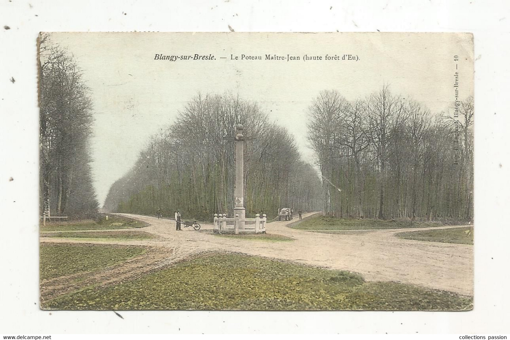 Cp, 76, BLANGY SUR BRESLE , Le Poteau Maître JEAN , Haute Forêt D'EU , Voyagée 1905 - Blangy-sur-Bresle