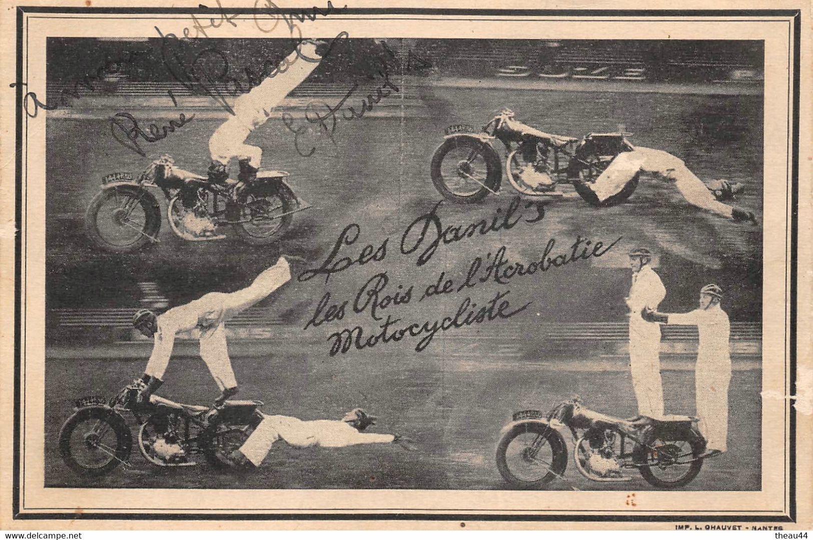 ¤¤  -   Carte Publicitaire Dédicacée Des Rois De L'Acrobatie Motocycliste " LES DANIL'S  -  MOTOS     -   ¤¤ - Motorbikes