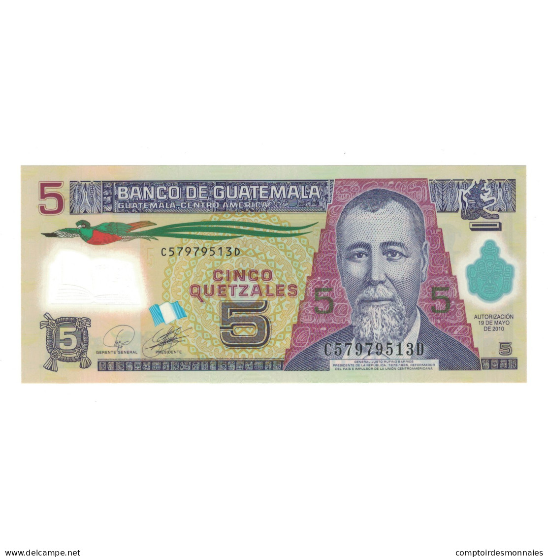 Billet, Guatemala, 5 Quetzales, 2010, 2010-05-19, KM:122, NEUF - Guatemala