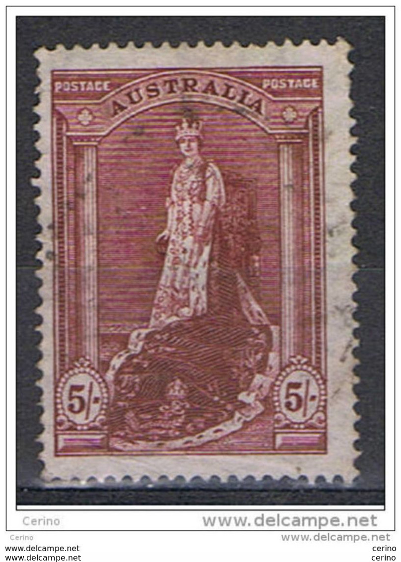 AUSTRALIA:  1947/48  ELIZABETH  II°  -  5 S. USED  STAMP  -  THIN  PAPER  -  YV/TELL. 120 A - Abarten Und Kuriositäten