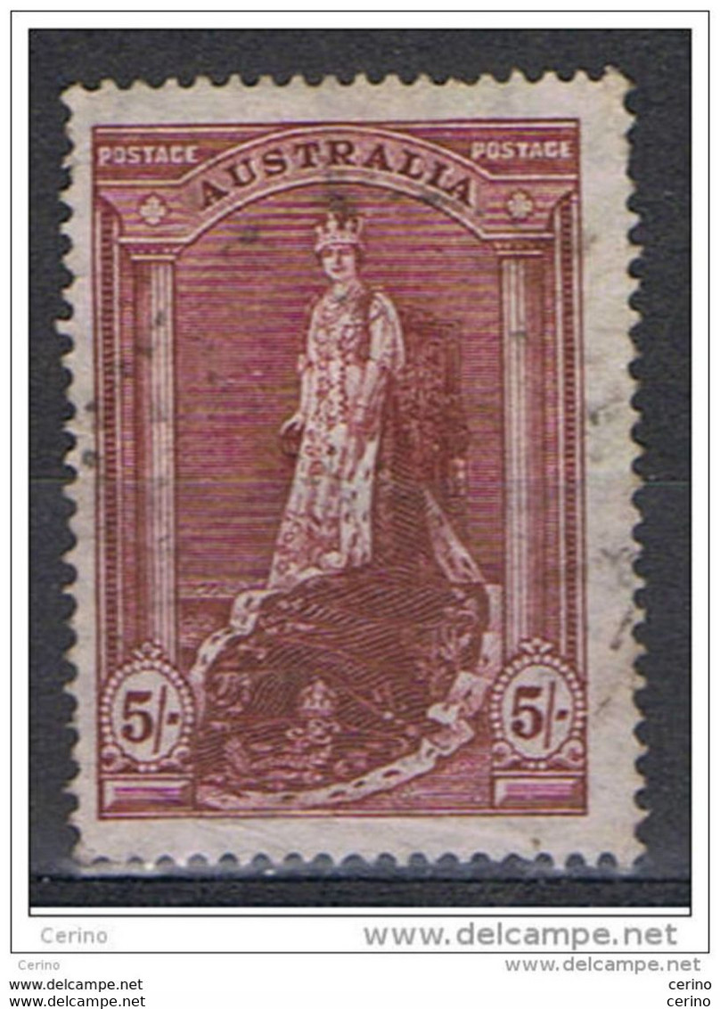 AUSTRALIA:  1947/48  ELIZABETH  II°  -  5 S. USED  STAMP  -  THIN  PAPER  -  YV/TELL. 120 A - Variétés Et Curiosités