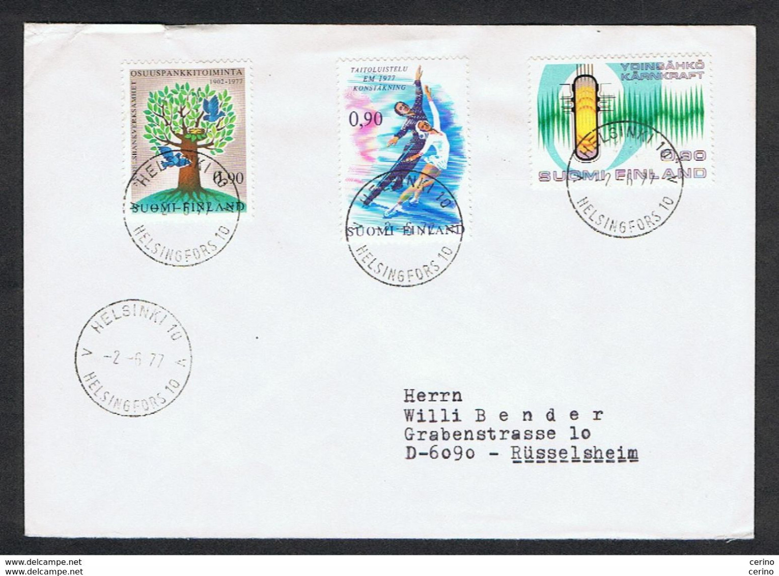 FINLAND: 1977  COVERT WITH: 90 P. + 90 P. + 90 P. (766 + 770 + 774) - TO GERMANY - Covers & Documents