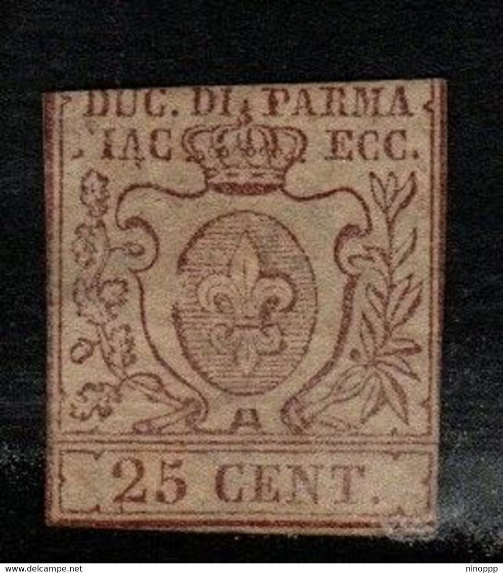 Italy Former States Parma  S 10  1857-59  Arms  25 Cents Brownlilac, Mint No Gum - Parma