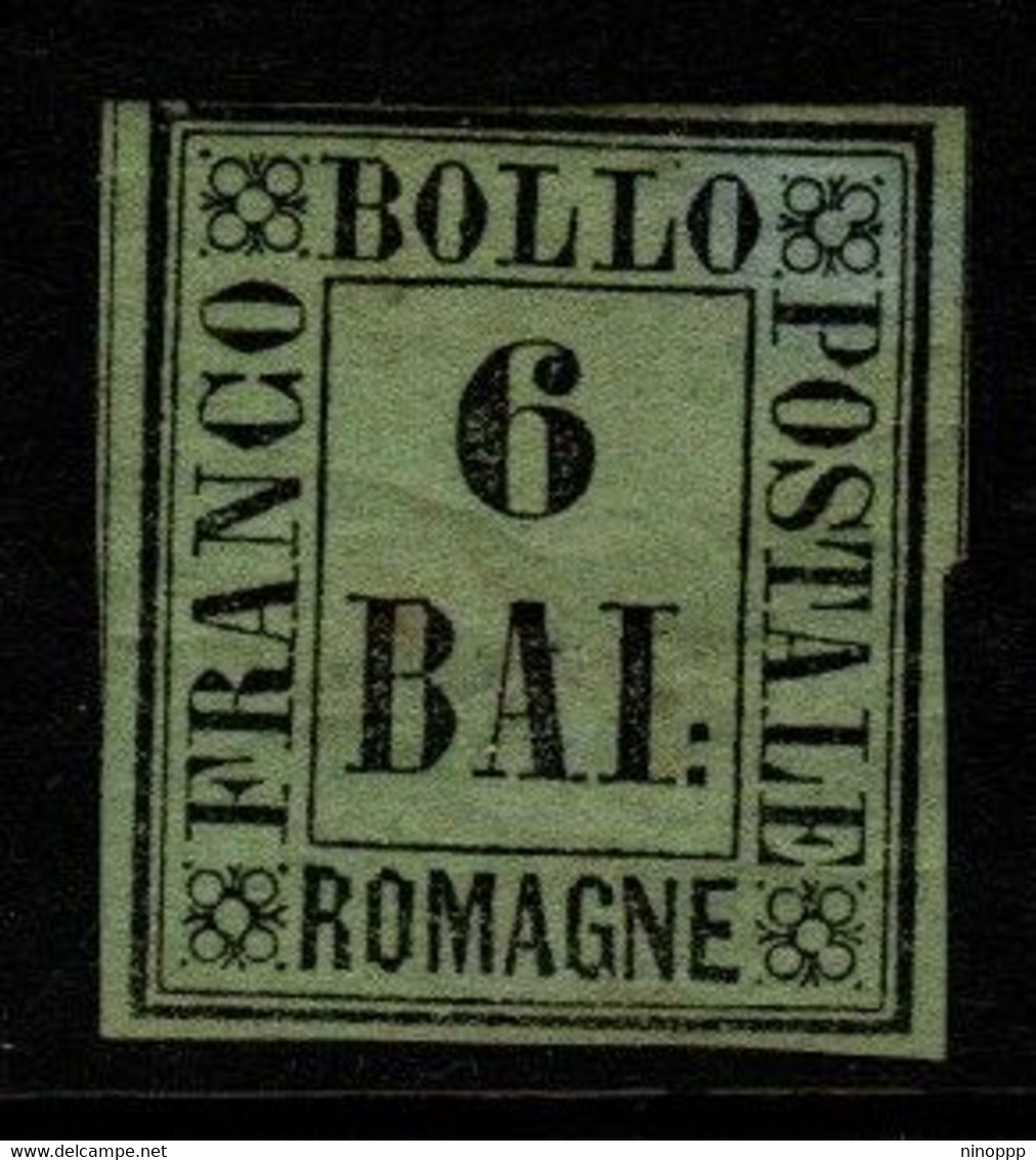 Italy Former States- Romagne S 7  1859 Definitive, 6 Bai Green Yellow, Mint Hinged,thin - Romagna