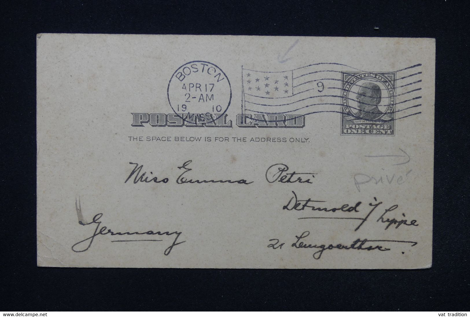 ETATS UNIS - Entier Postal Commercial De Boston Pour L'Allemagne En 1910 - L 130878 - 1901-20