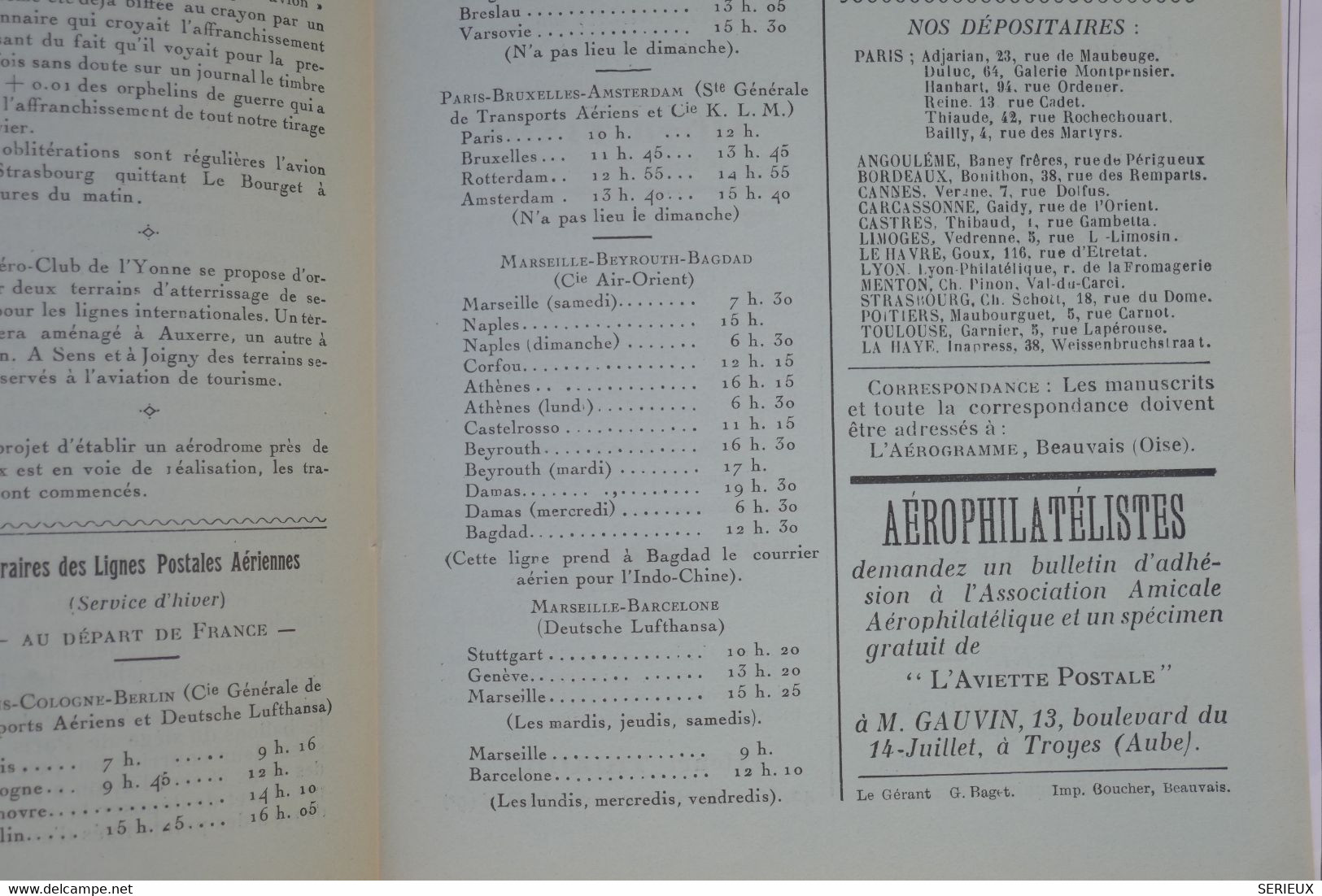 BD12 FRANCE L AEROGRAMME JOURNAL N°4 1931 NEUF++ BEAUVAIS +++INTERESSANT A LIRE ++++++AEROPHILATELIE - 1927-1959 Briefe & Dokumente