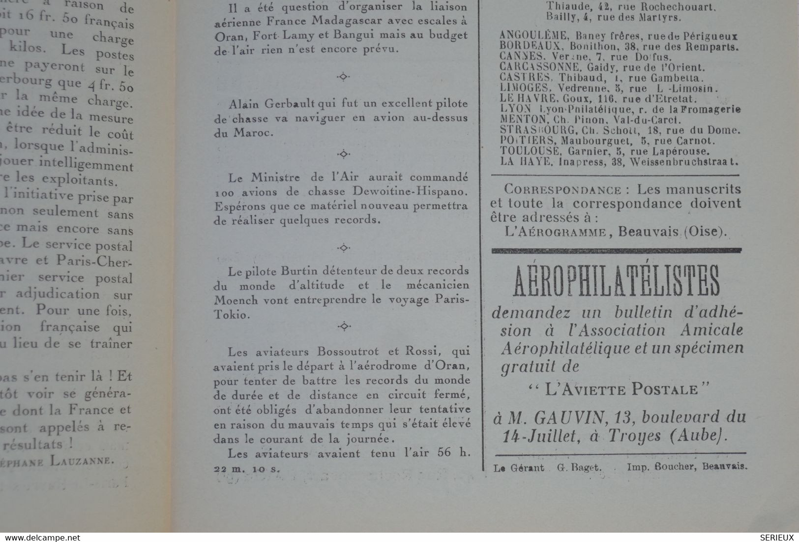 BD12 FRANCE L AEROGRAMME JOURNAL N°5 1931 NEUF+++BEAUVAIS +++AEROPHILATELIE - 1927-1959 Lettres & Documents