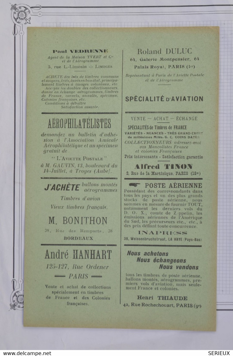 BD12 FRANCE L AEROGRAMME JOURNAL N°9 JUILLET  1931 NEUF+++ ++INTERESSANT A LIRE +++AEROPHILATELIE - 1927-1959 Lettres & Documents