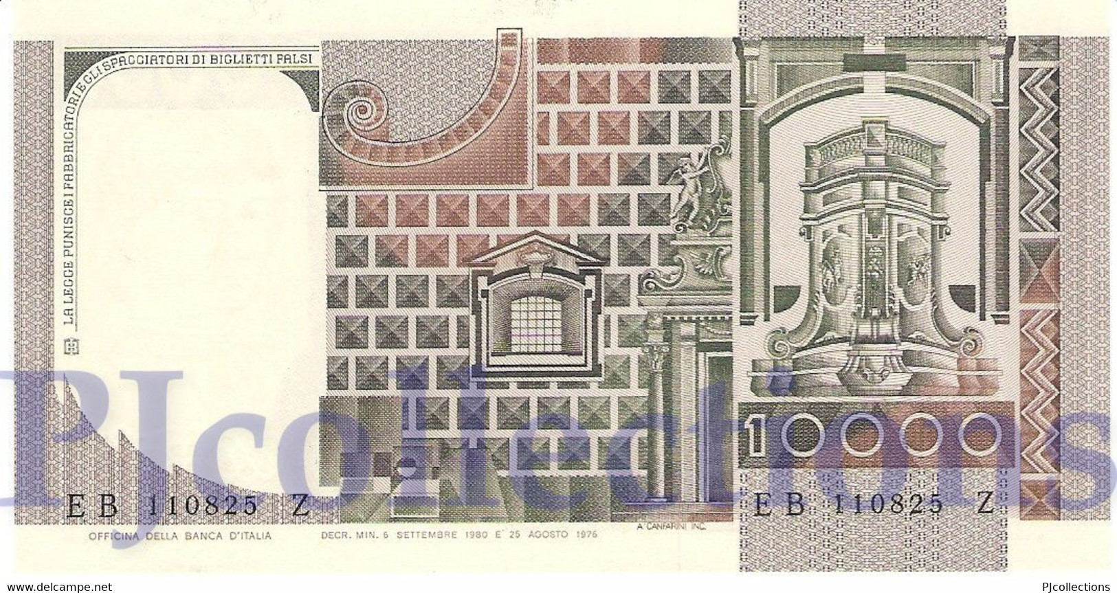 ITALIA - ITALY 10000 LIRE 1980 PICK 106b AU/UNC - 10.000 Lire