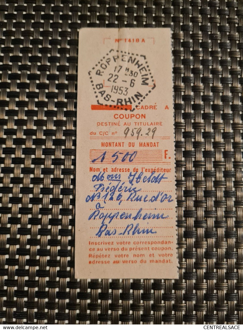 Coupon ROPPENHEIMN 1953 - Sonstige & Ohne Zuordnung