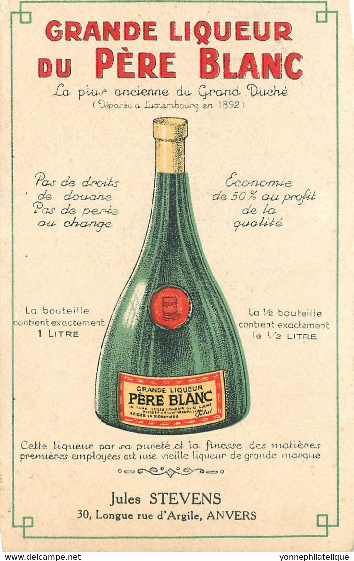 BELGIQUE - ANVERS - Carte Publicitaire Grande Liqueur Du Pere Blanc ( TOP DD 56 ) Superbe - Voir Scan Recto Verso - Sambreville
