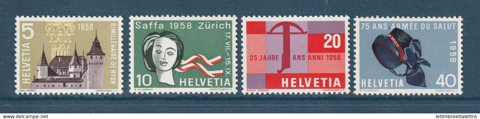 ⭐ Suisse - YT N° 602 à 605 ** - Neuf Sans Charnière - 1958 ⭐ - Neufs