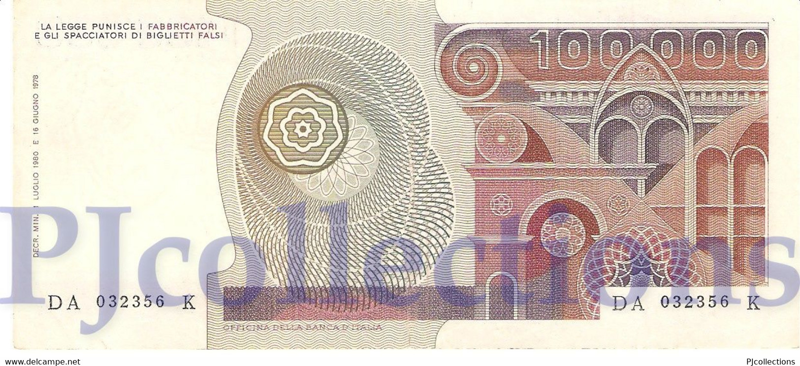 ITALIA - ITALY 100000 LIRE 1980 PICK 108b XF - 100000 Liras