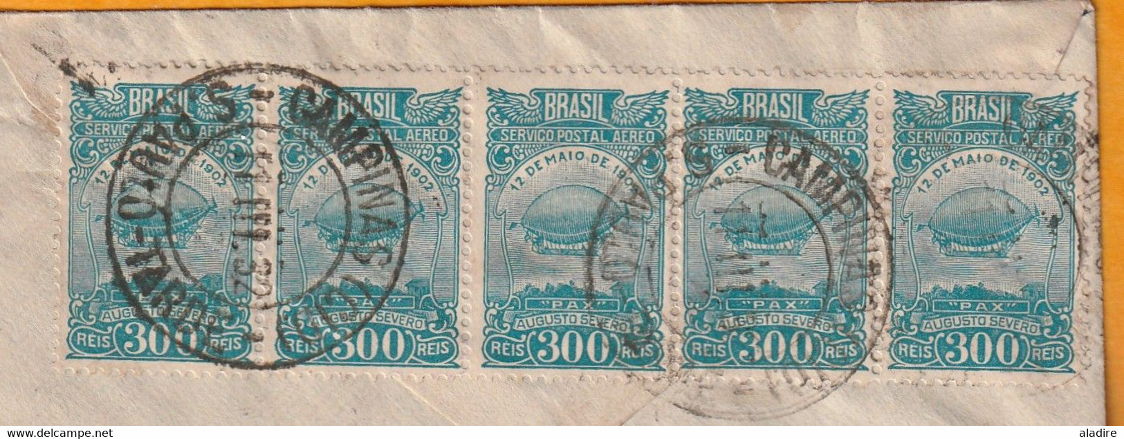 1932 - Enveloppe PAR AVION De CAMPINAS (Sao Paulo) Vers PARIS  - Affranchissement 3200 Rs - Airmail (Private Companies)