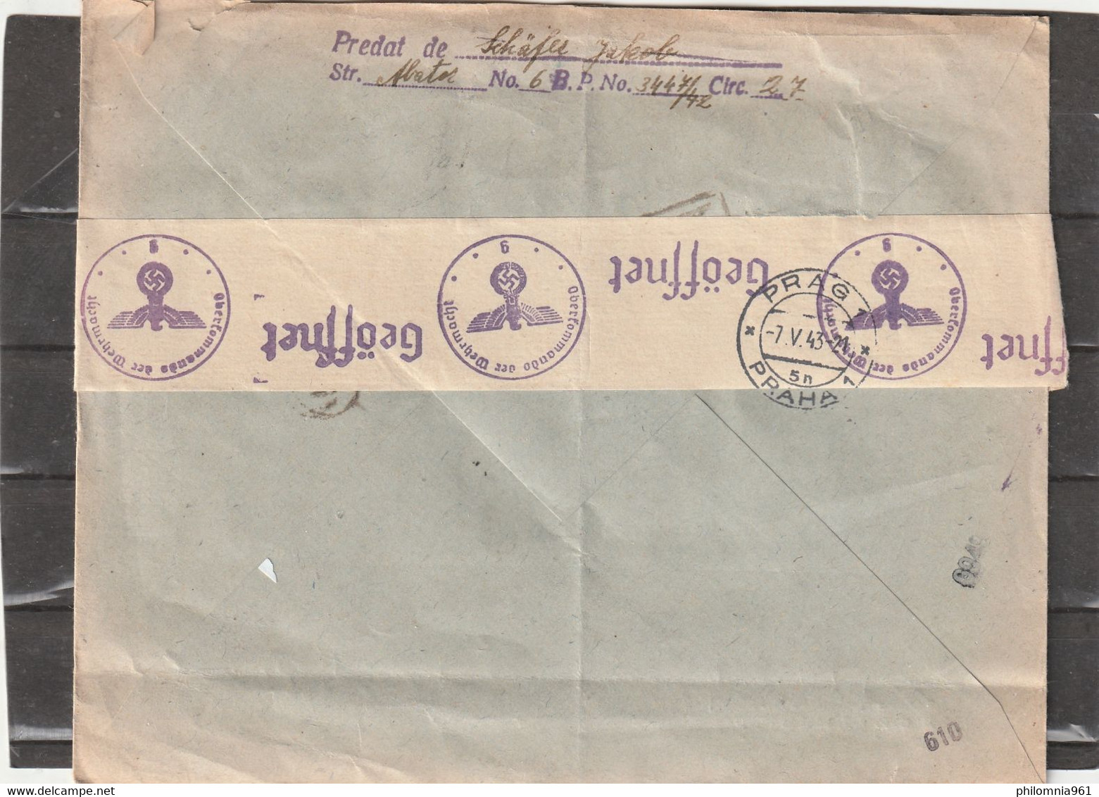 Romania WWII REGISTERED ADVERTISING COVER To Czechoslovakia 1943 - 2de Wereldoorlog (Brieven)