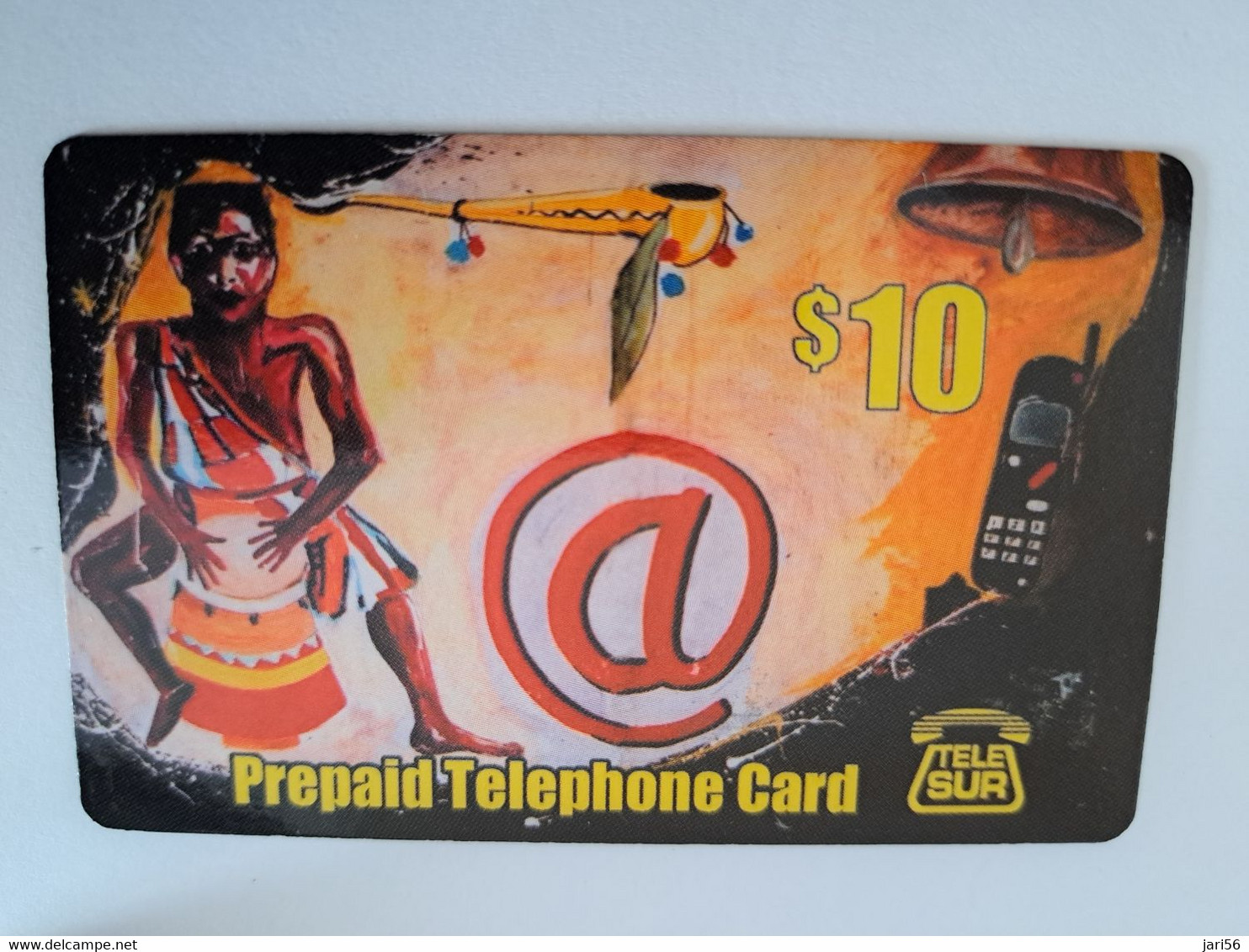 SURINAME US $ 10,-    PREPAID CALLING CARD   /  DRUM/PHONE /@          **10925** - Suriname