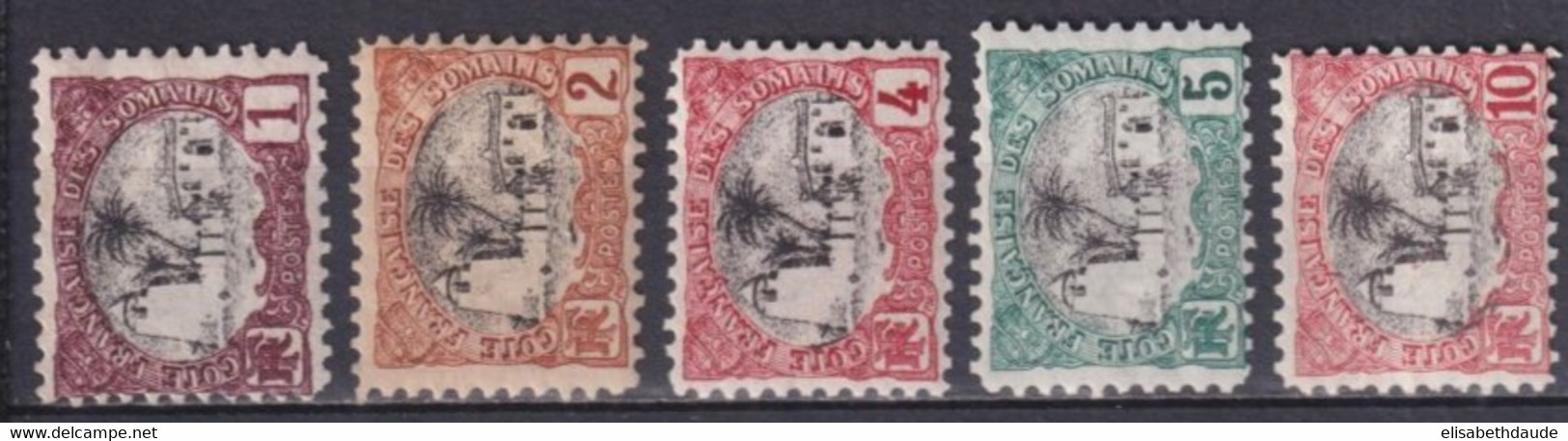 SOMALIS - 1903 - YVERT N° 53/57 * MH - MOSQUEE TADJOURAH - COTE = 26 EUR. - Nuovi