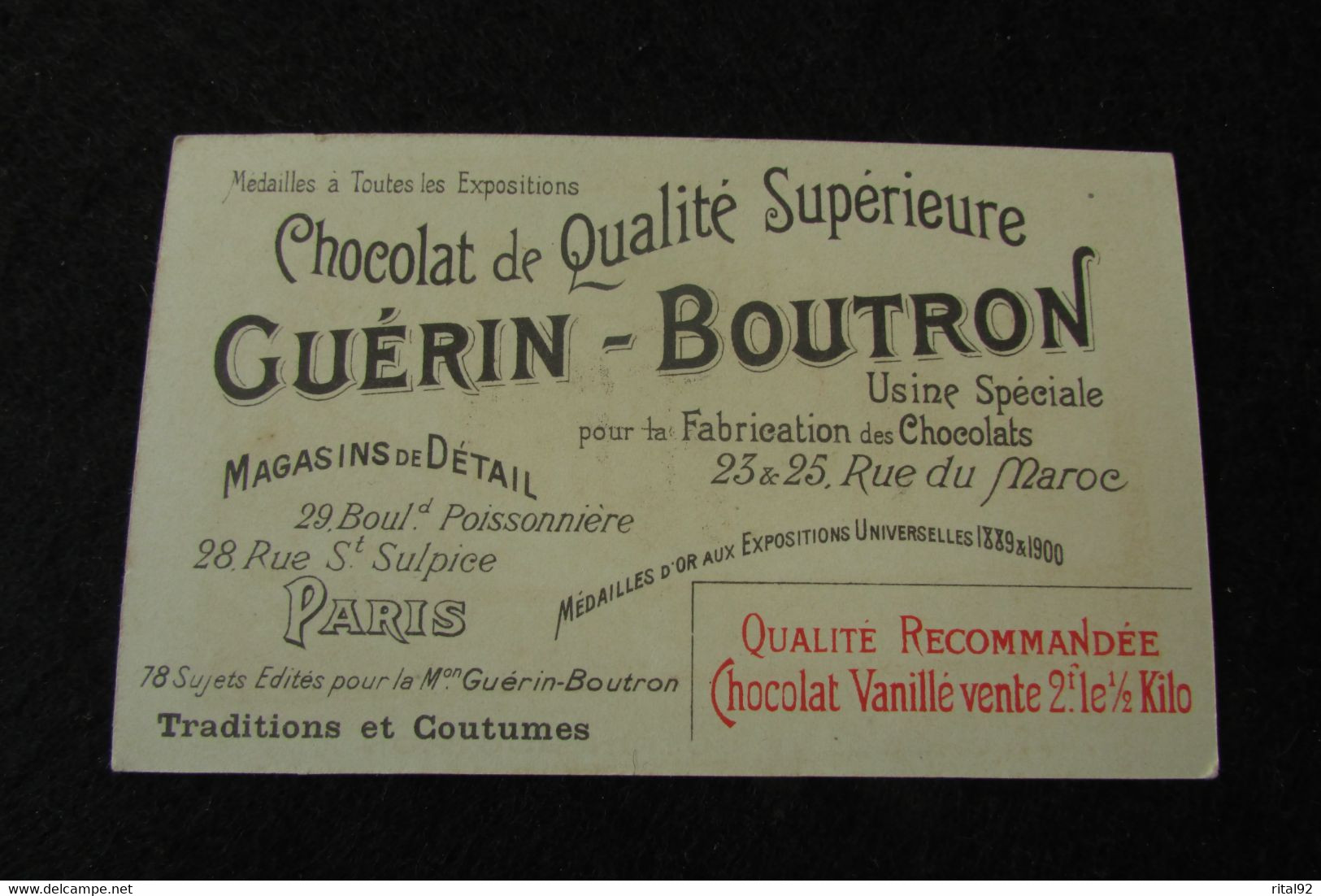 Chromo "Chocolat GUERIN-BOUTRON" - Série "COUTUMES Et TRADITIONS" - Guerin Boutron