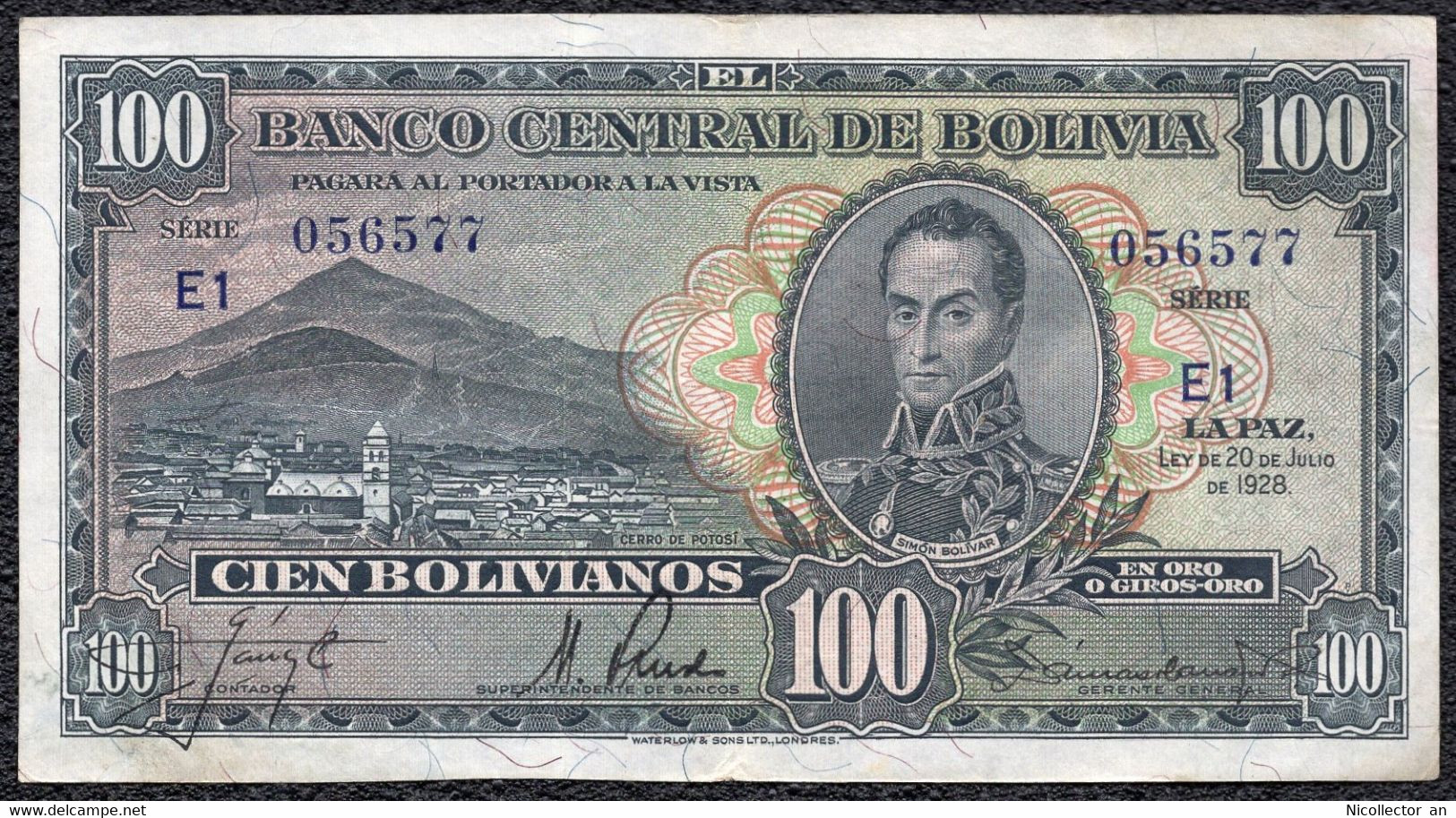 Bolivia, 100 Bolivianos 1928 VF P-133 Banknote - Bolivie