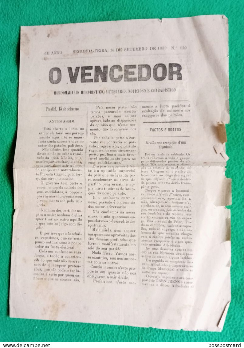Penafiel - Jornal "O Vencedor" Nº 130 De 16 De Setembro De 1889 - Imprensa. Porto. Portugal. - General Issues