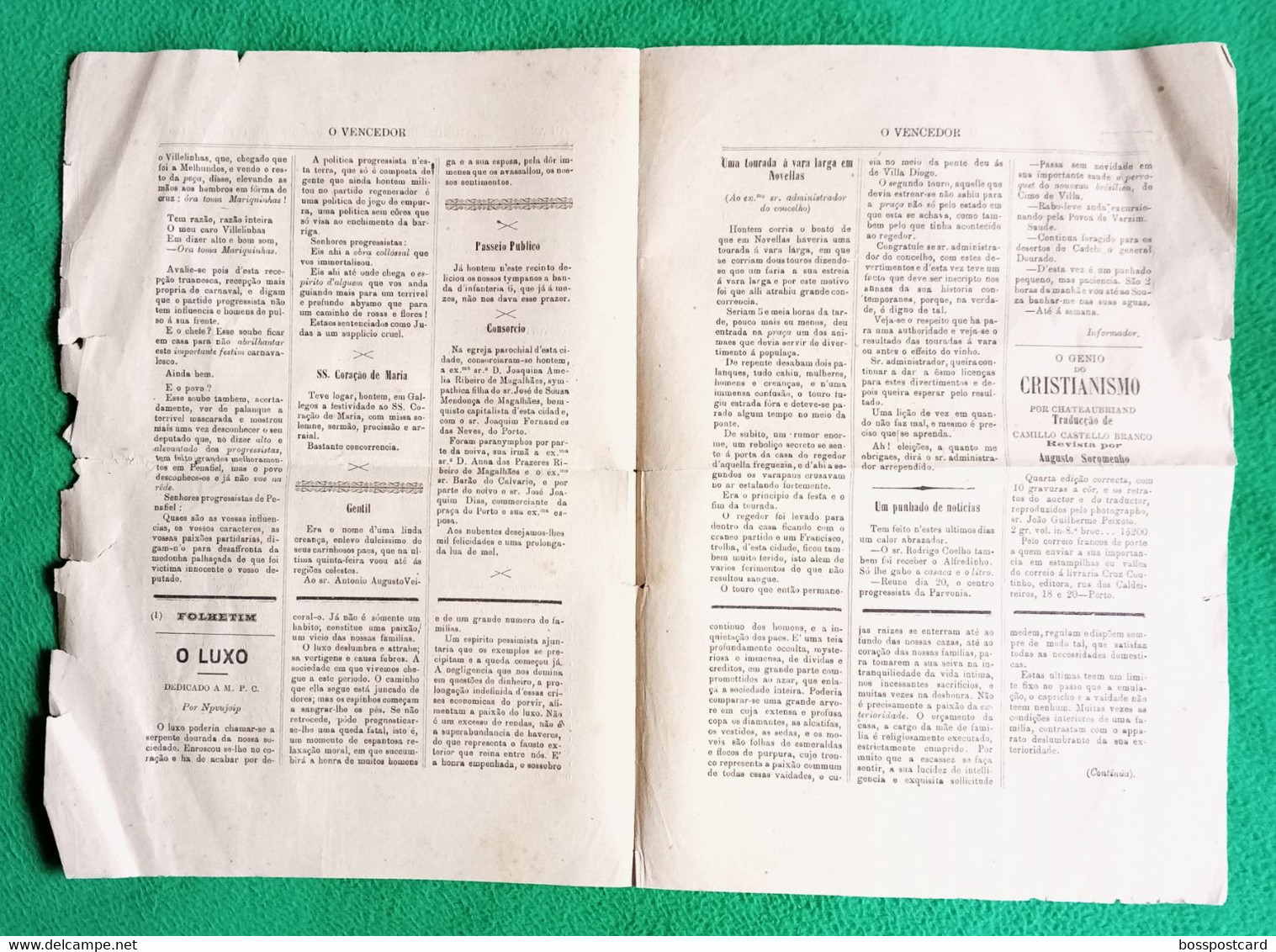 Penafiel - Jornal "O Vencedor" Nº 130 De 16 De Setembro De 1889 - Imprensa. Porto. Portugal. - Algemene Informatie