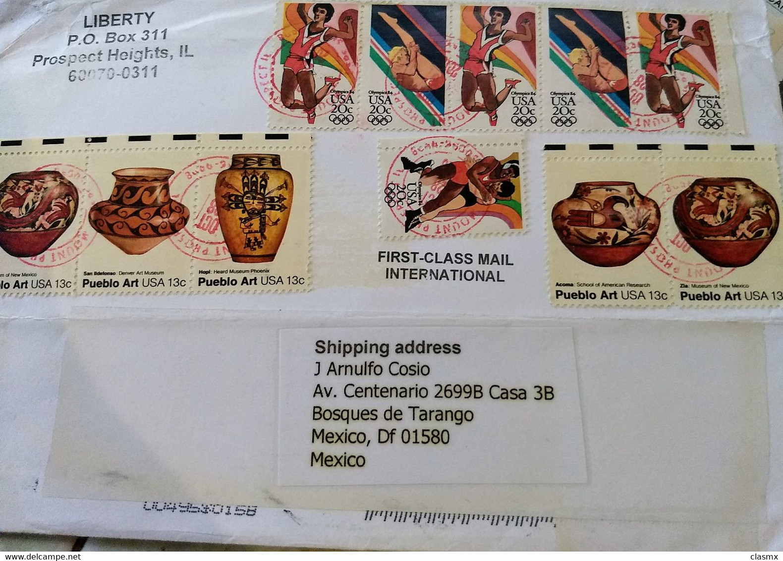 USA First Class Mail Cover Pueblo Art Olympic Stamps - Otros & Sin Clasificación