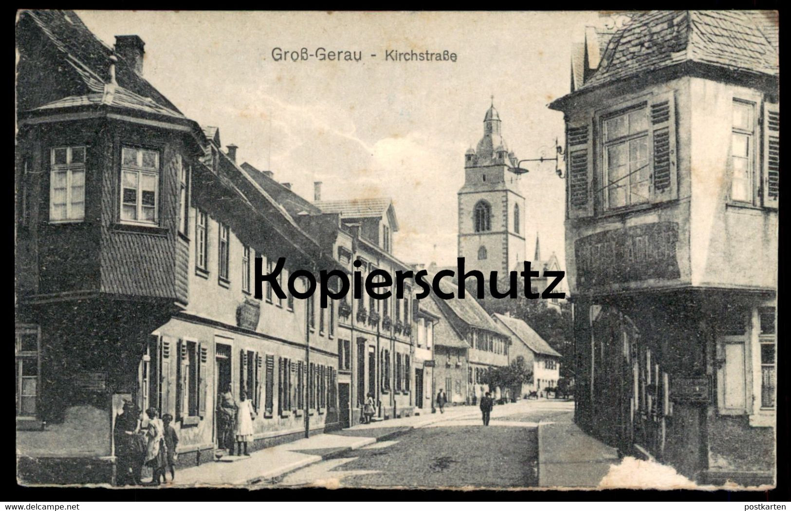 ALTE POSTKARTE GROSS-GERAU KIRCHSTRASSE HOTEL ADLER Ansichtskarte AK Cpa Postcard - Gross-Gerau