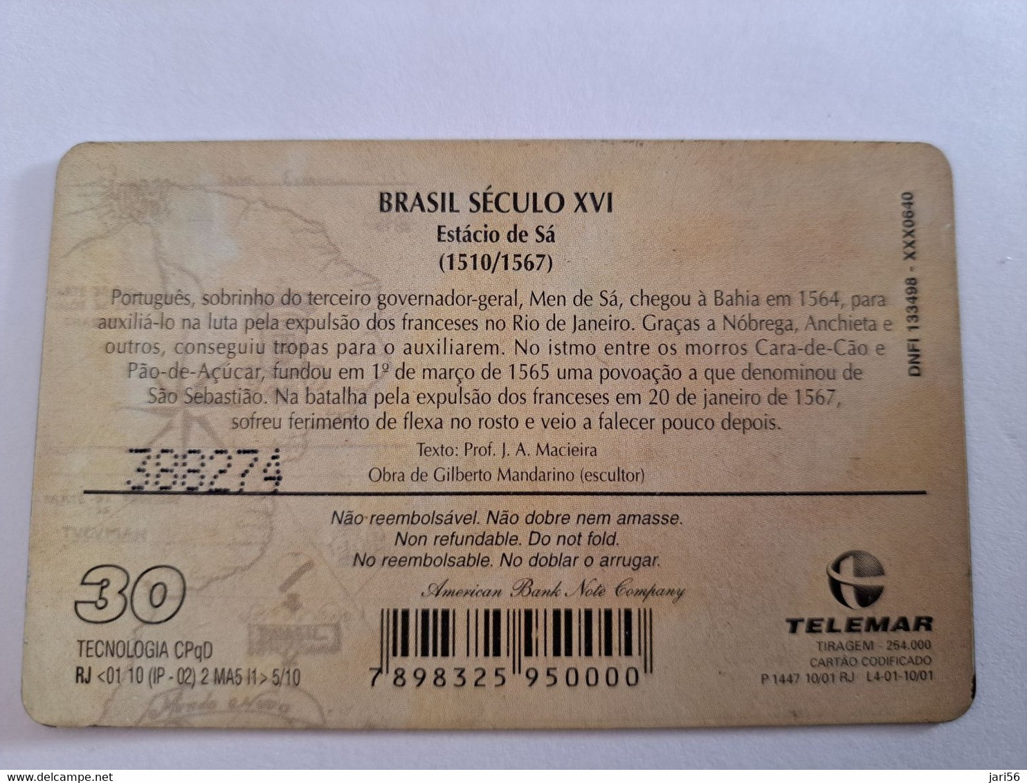 BRAZIL   INDUCTIVE CARDS  30 UNITS/  COINS ON CARD    USED CARD    ** 10984 ** - Brasilien