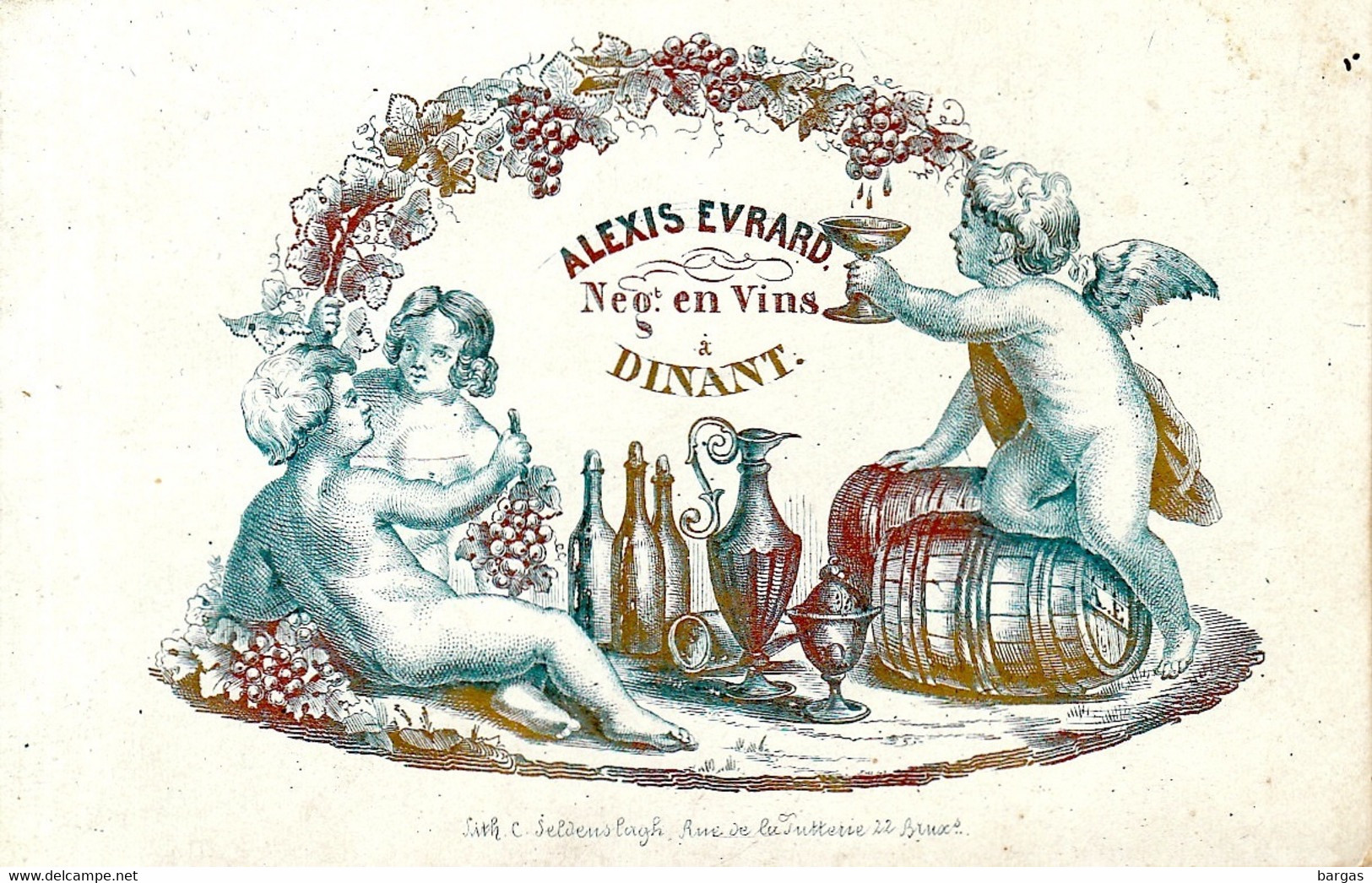 Carte De Porcelainede Alexis Evrard Négociant En Vin à Dinant - Porcelaine