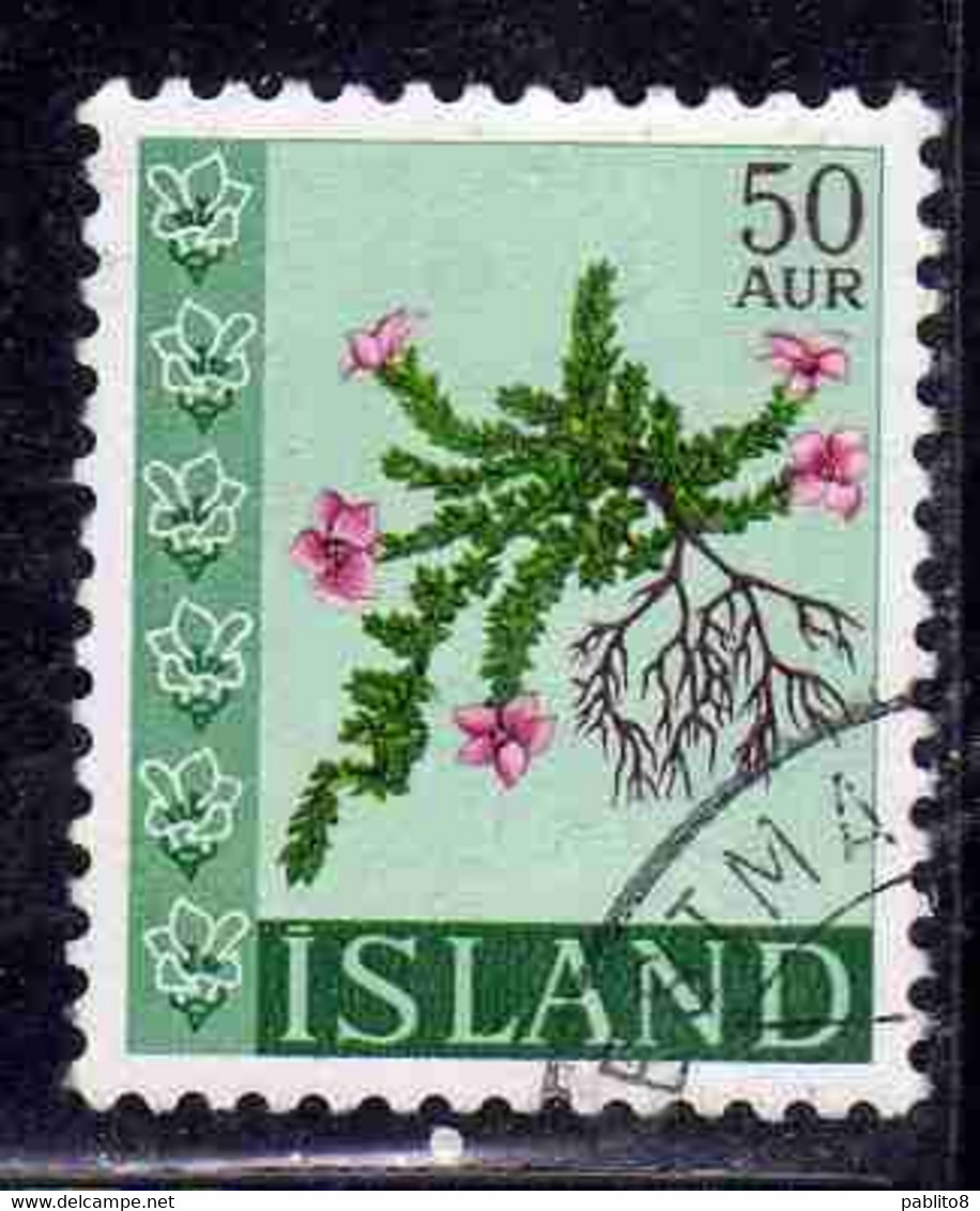 ISLANDA ICELAND ISLANDE ISLAND 1968 FLORA FLOWERS IN NATURAL COLORS 50a USED USATO OBLITERE' - Used Stamps