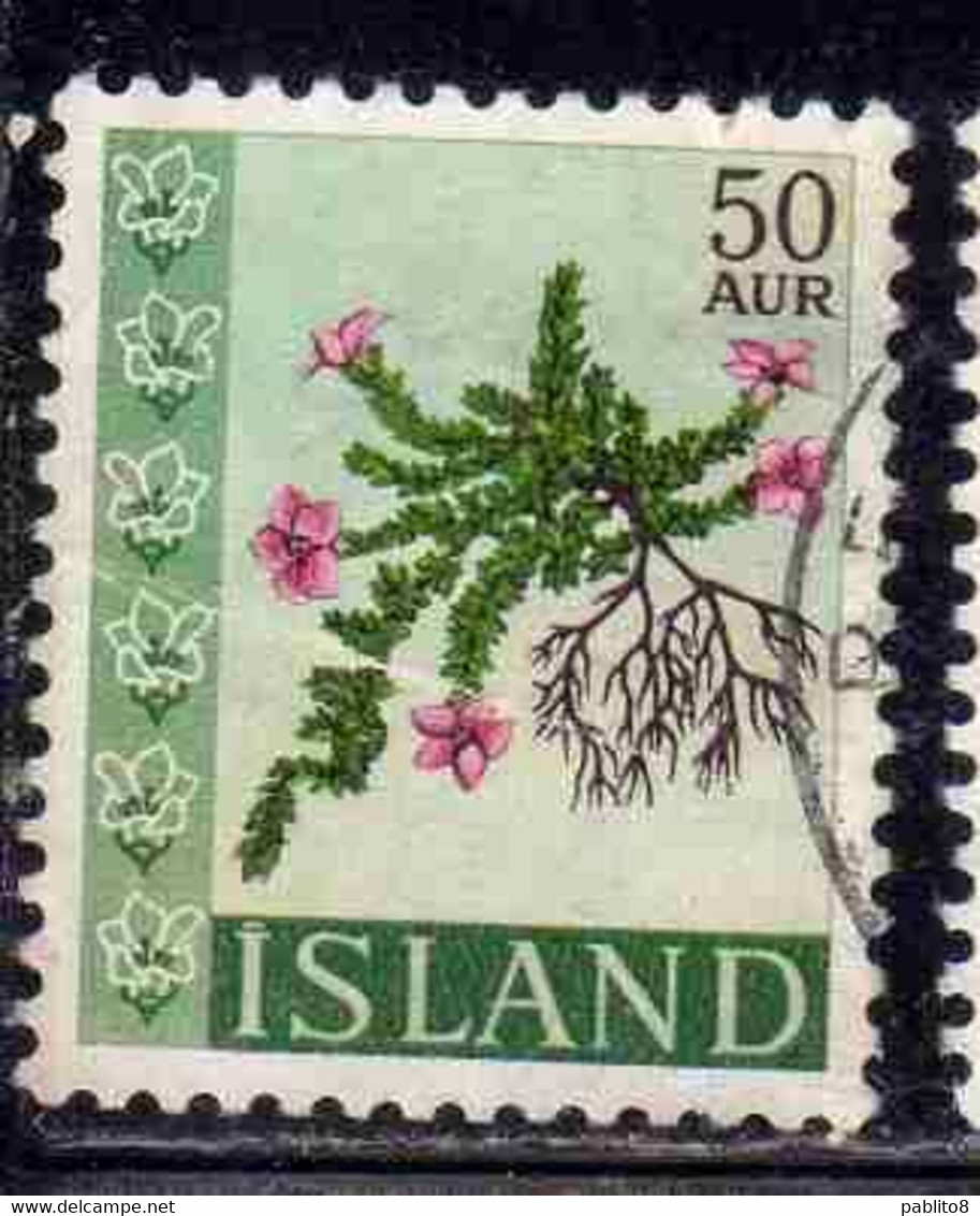 ISLANDA ICELAND ISLANDE ISLAND 1968 FLORA FLOWERS IN NATURAL COLORS 50a USED USATO OBLITERE' - Gebraucht