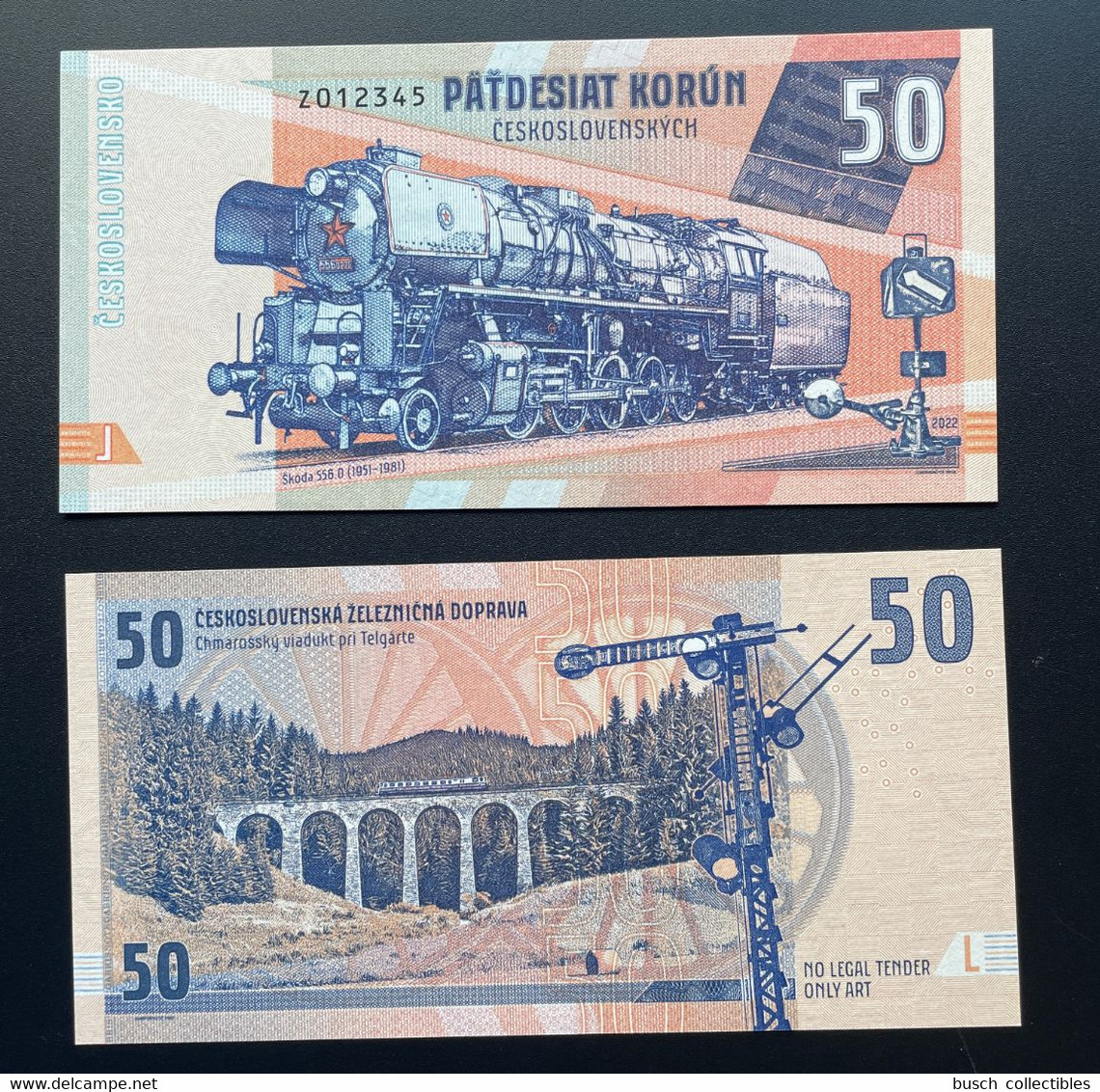 2021 Matej Gabris 50 Korun Czechoslovakia Skoda 556 Train Railways Eisenbahn Locomotive 012345 UNC SPECIMEN ESSAY - Specimen