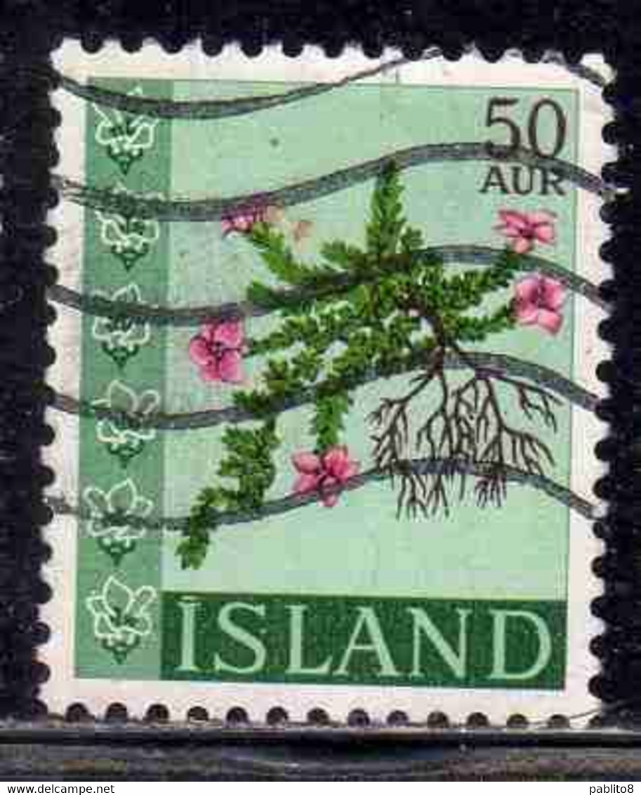 ISLANDA ICELAND ISLANDE ISLAND 1968 FLORA FLOWERS IN NATURAL COLORS 50a USED USATO OBLITERE' - Gebraucht