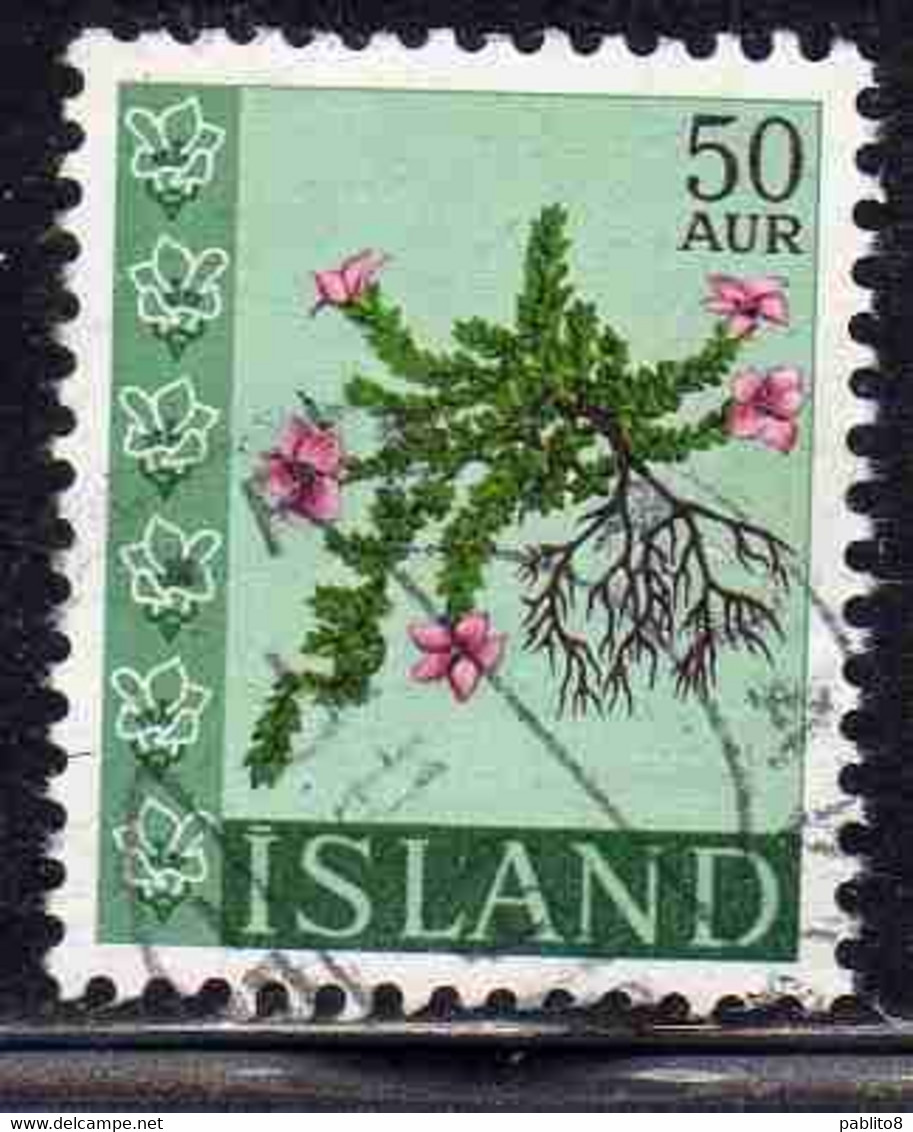 ISLANDA ICELAND ISLANDE ISLAND 1968 FLORA FLOWERS IN NATURAL COLORS 50a USED USATO OBLITERE' - Used Stamps