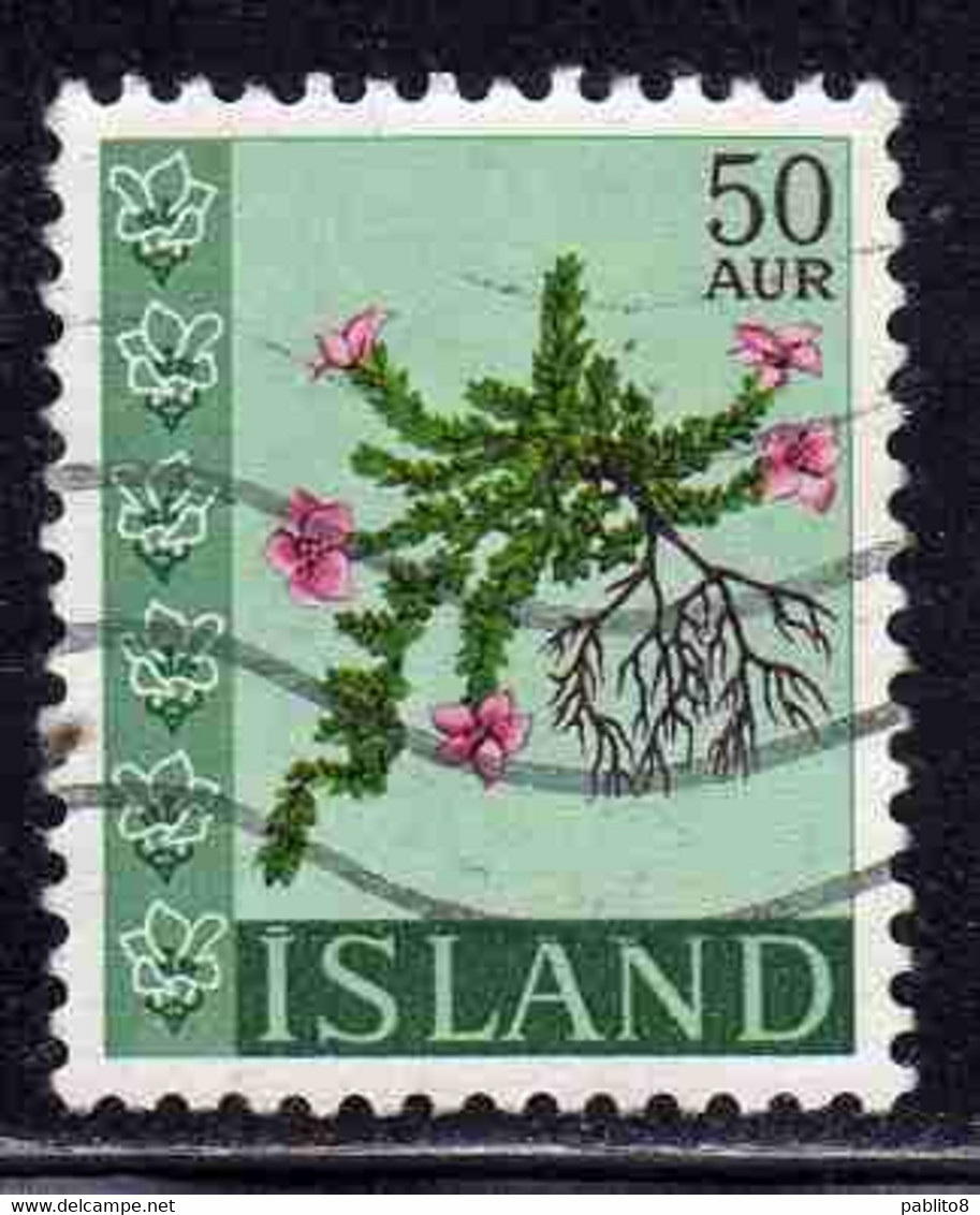 ISLANDA ICELAND ISLANDE ISLAND 1968 FLORA FLOWERS IN NATURAL COLORS 50a USED USATO OBLITERE' - Gebraucht