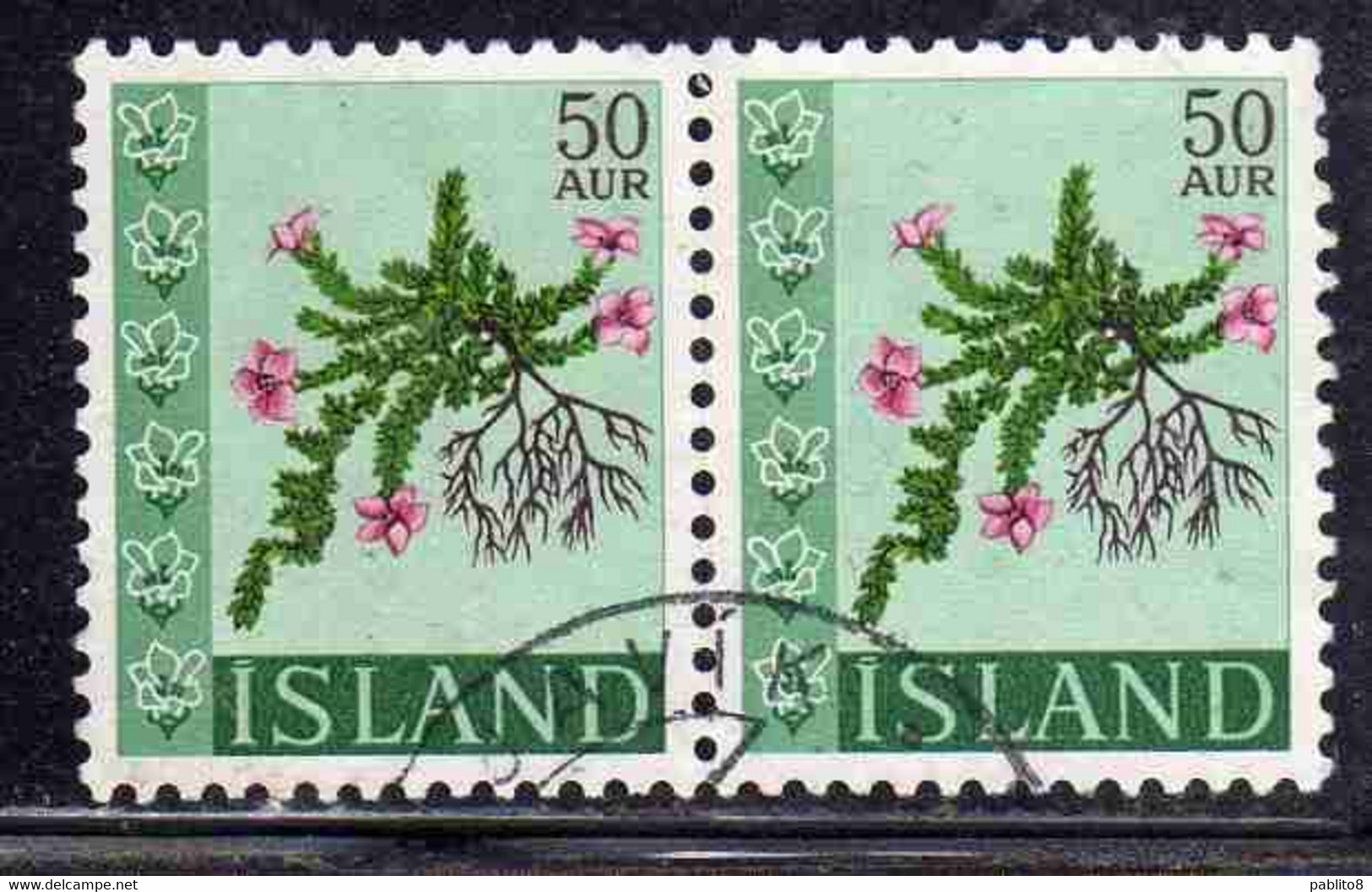 ISLANDA ICELAND ISLANDE ISLAND 1968 FLORA FLOWERS IN NATURAL COLORS 50a USED USATO OBLITERE' - Oblitérés