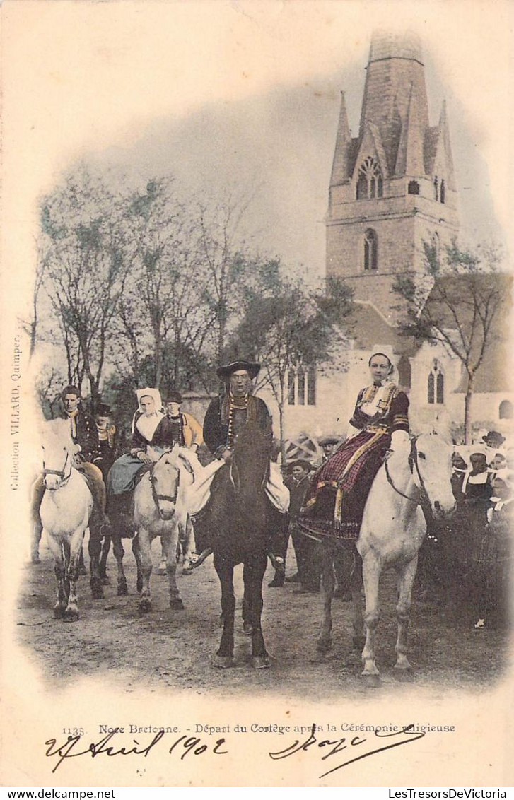 CPA Noce Bretonne - Départ Du Cortège Après La Cérémonie Religieuse - Dos Non Divisé - Colorisée - 27 Avril 1902 - Noces