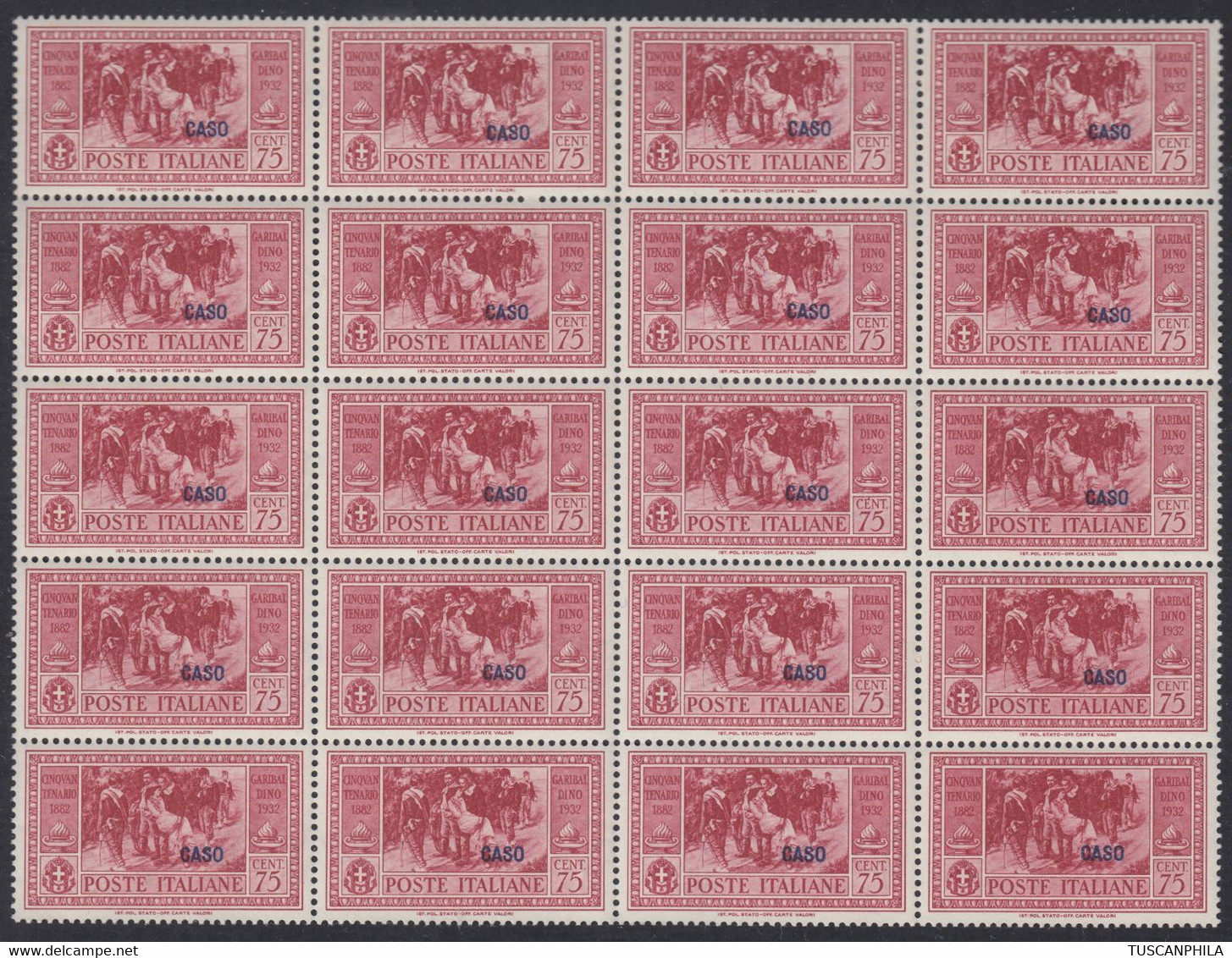 1932 Blocco Di 20 Valori Sass. 22 MNH** Cv 2800 - Egeo (Caso)