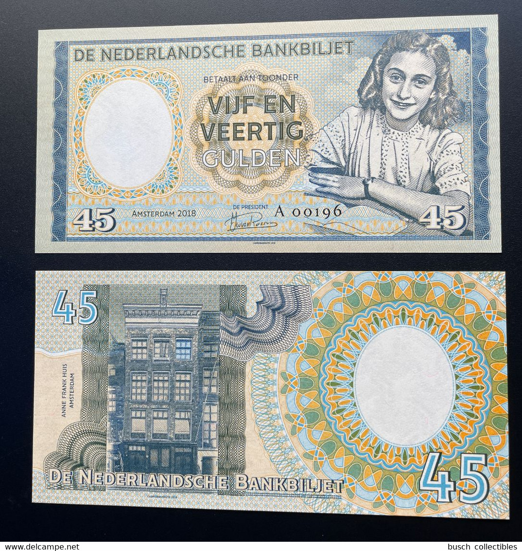 2018 Matej Gabris 45 Gulden Anne Frank Amsterdam Netherlands Nederland UNC SPECIMEN ESSAY Tirage Limité - Ficción & Especímenes