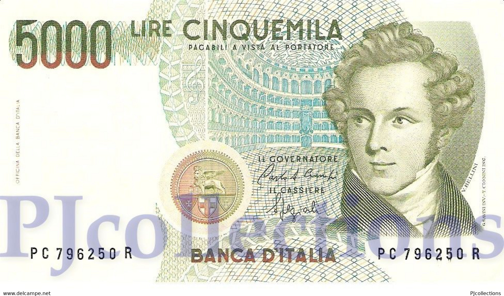 ITALIA - ITALY 5000 LIRE 1985 PICK 111b AU/UNC PREFIX "C" - 5.000 Lire