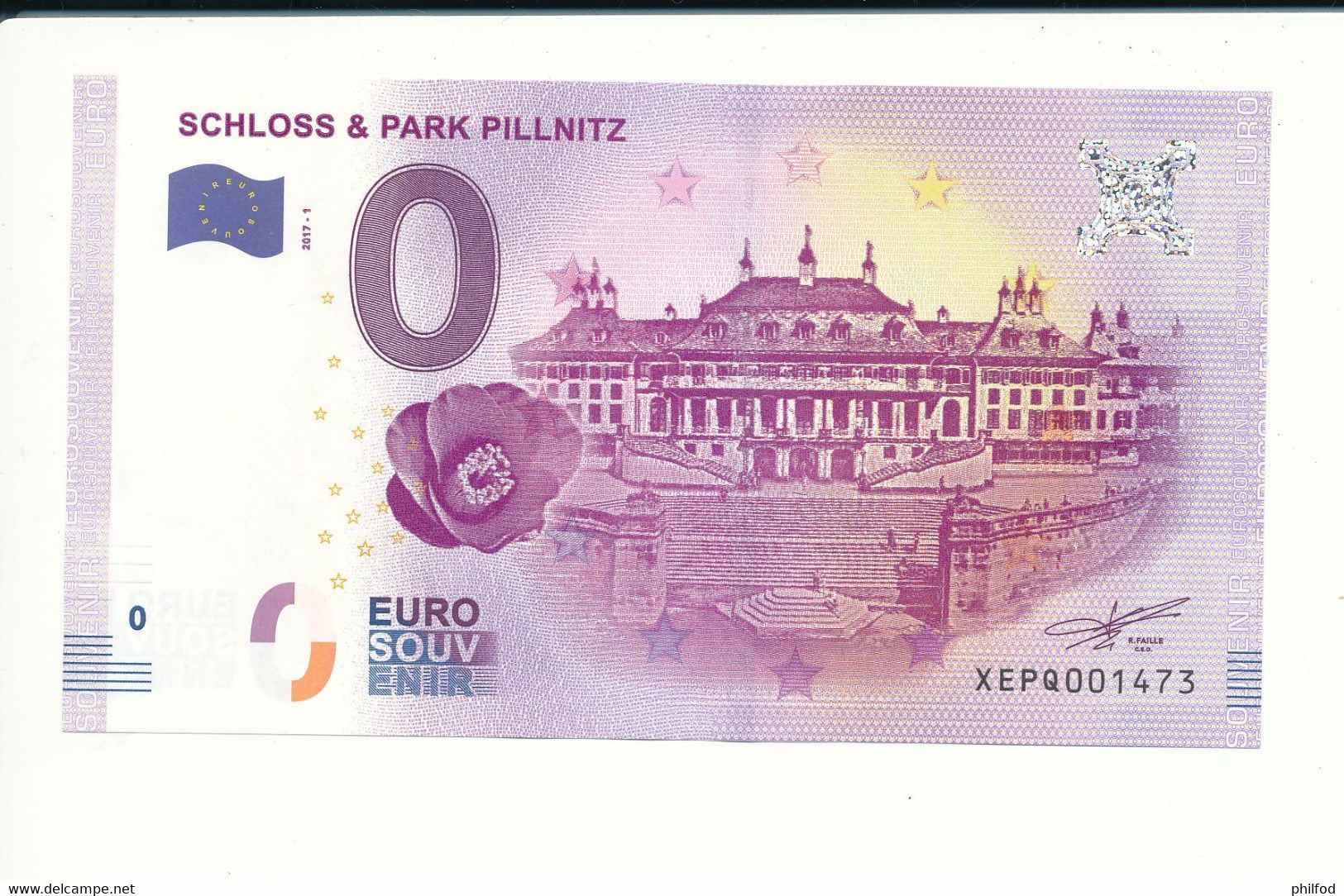 Billet Souvenir - 0 Euro - XEPQ - 2017-1 - SCHLOSS & PARK PILLNITZ - N° 1473 - Vrac - Billets