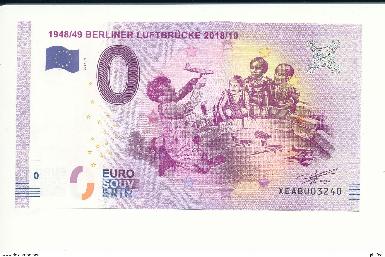 Billet Souvenir - 0 Euro - XEAB - 2017-1 - 1948/49 BERLINER LUFTBRÜCKE 2018/19 - N° 3240 - Vrac - Billets