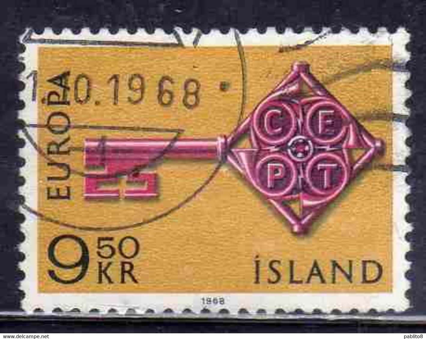 ISLANDA ICELAND ISLANDE ISLAND 1968 EUROPA CEPT UNITED 9.50k USED USATO OBLITERE' - Oblitérés