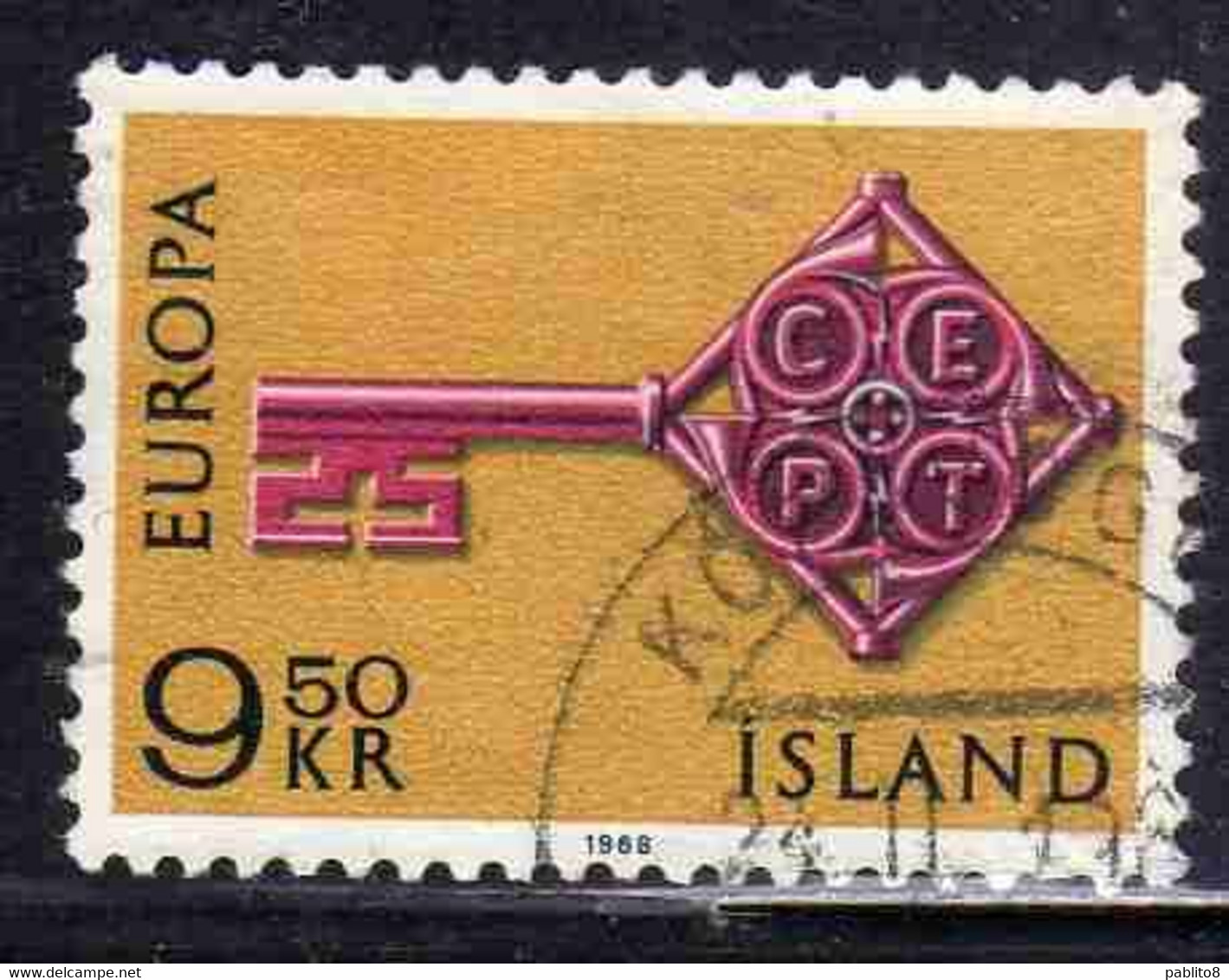 ISLANDA ICELAND ISLANDE ISLAND 1968 EUROPA CEPT UNITED 9.50k USED USATO OBLITERE' - Oblitérés